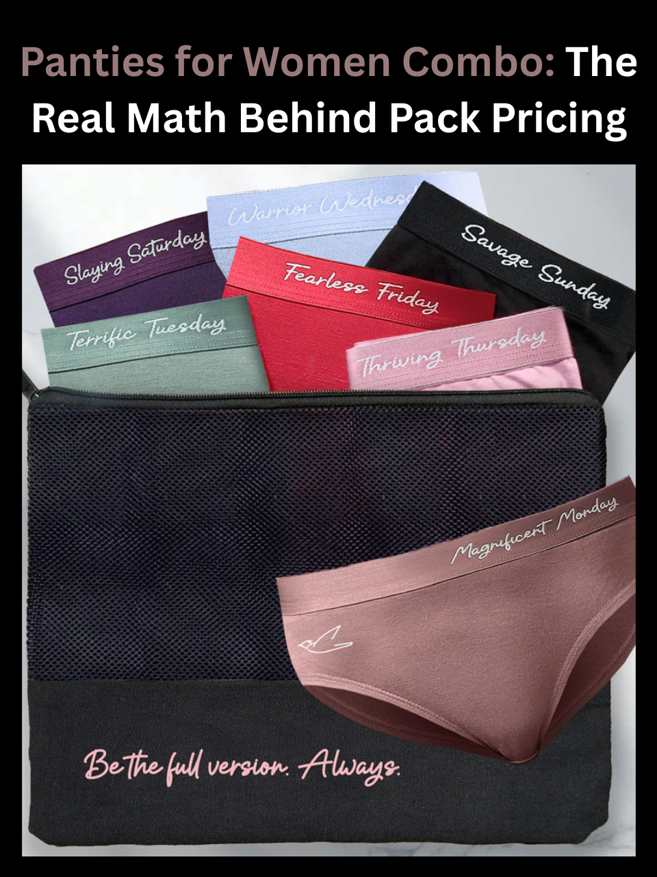 Freecultr panties for women combo pack showing hipster and boyshort styles in multiple colors laid flat on neutral background