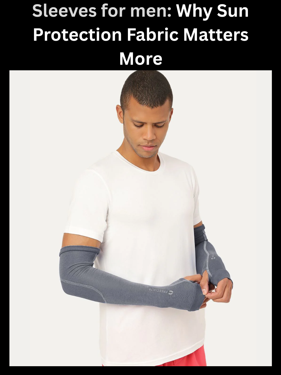 Freecultr sleeves for men shown worn during outdoor riding for sun and dust protection
