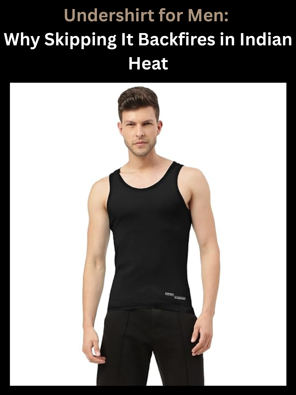 Freecultr undershirt for men in bamboo blend fabric shown in flat lay highlighting neckline and fit detail