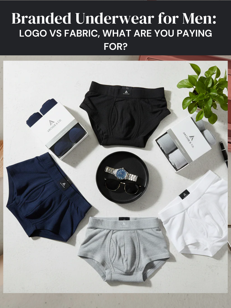 Freecultr branded underwear for men micro-modal briefs and trunks displayed with waistband branding visible alongside fabric composition label showing OEKO-TEX certification