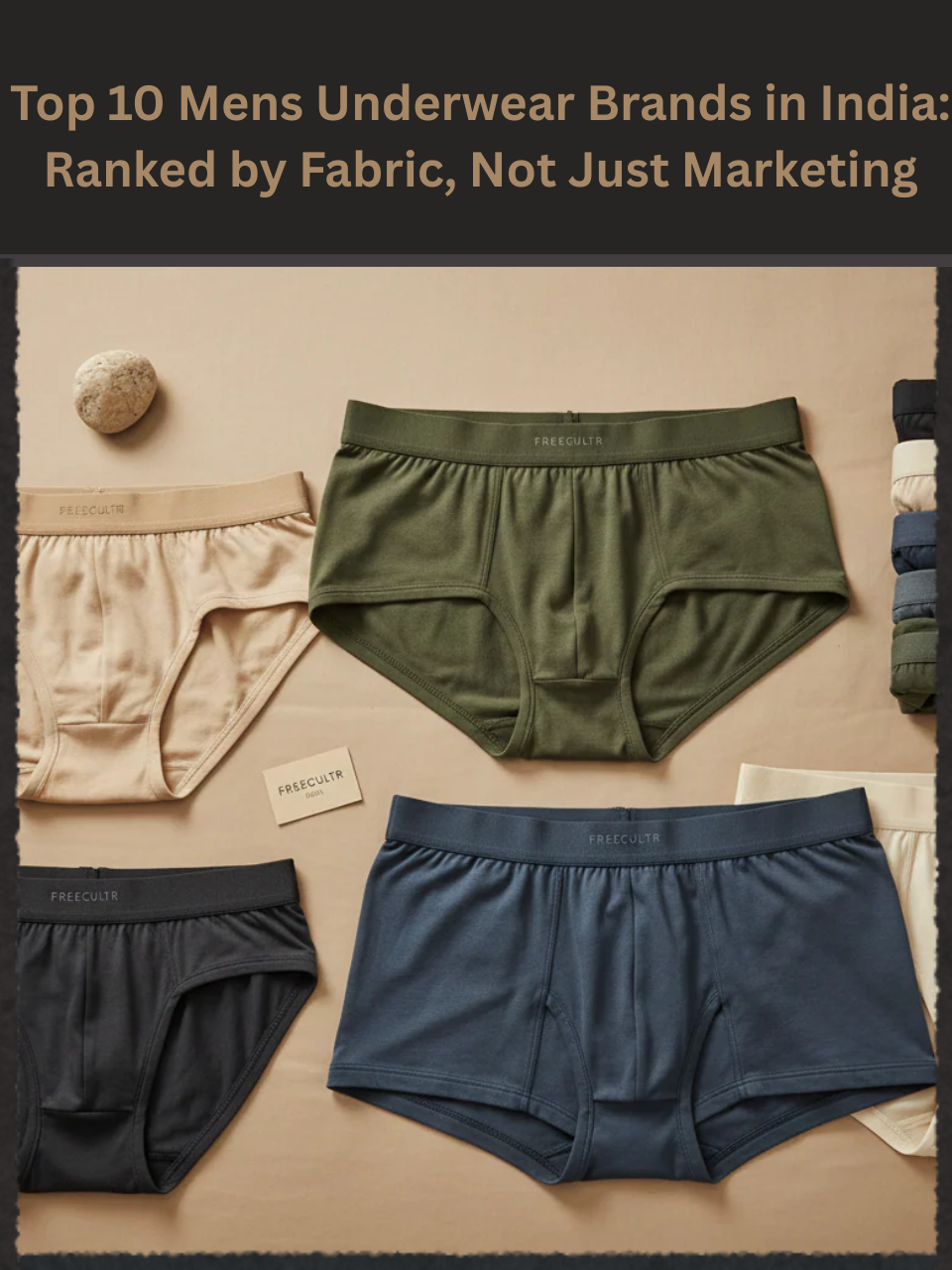 Freecultr mens underwear India collection in micro-modal and bamboo fabric suited for Indian climate and humidity on neutral background