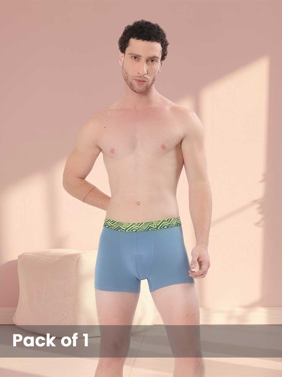 Freecultr trunks for men in micro-modal fabric showing flat waistband detail and stretch construction in multiple colours on white background