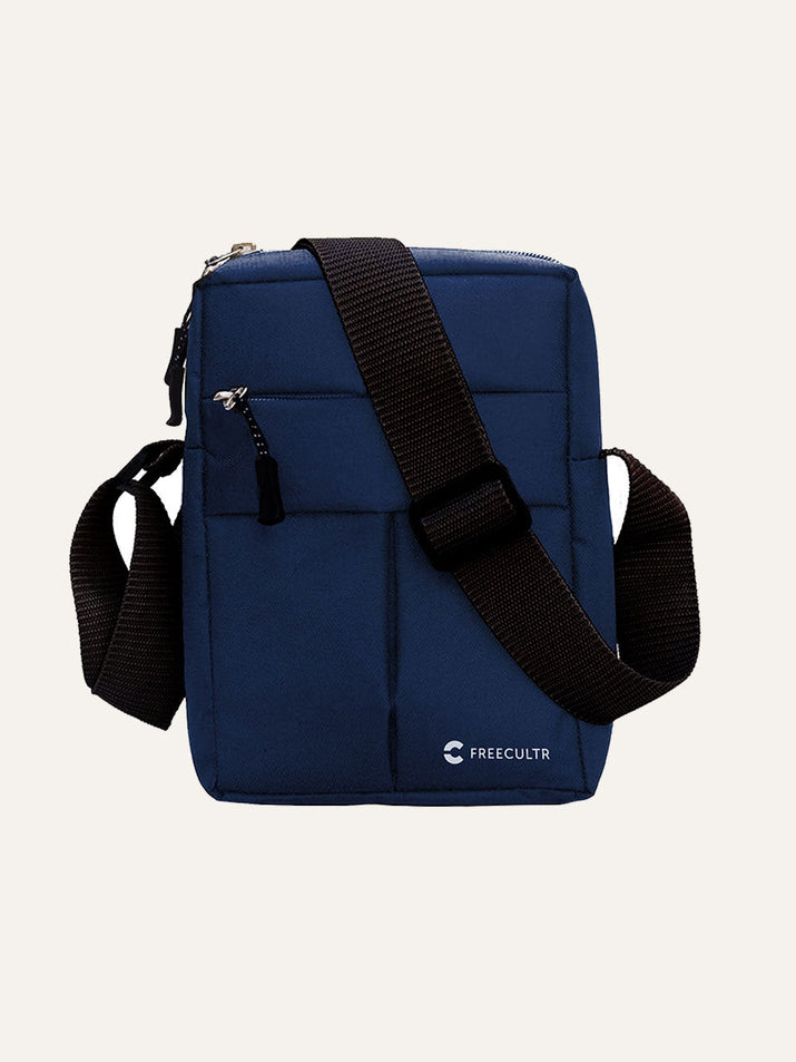 A concise and engaging description of 'Sling Bag – Organized Essentials & Urban Mobility' that summarizes its core idea in a visually compelling way, highlighting its practicality for city dwellers.