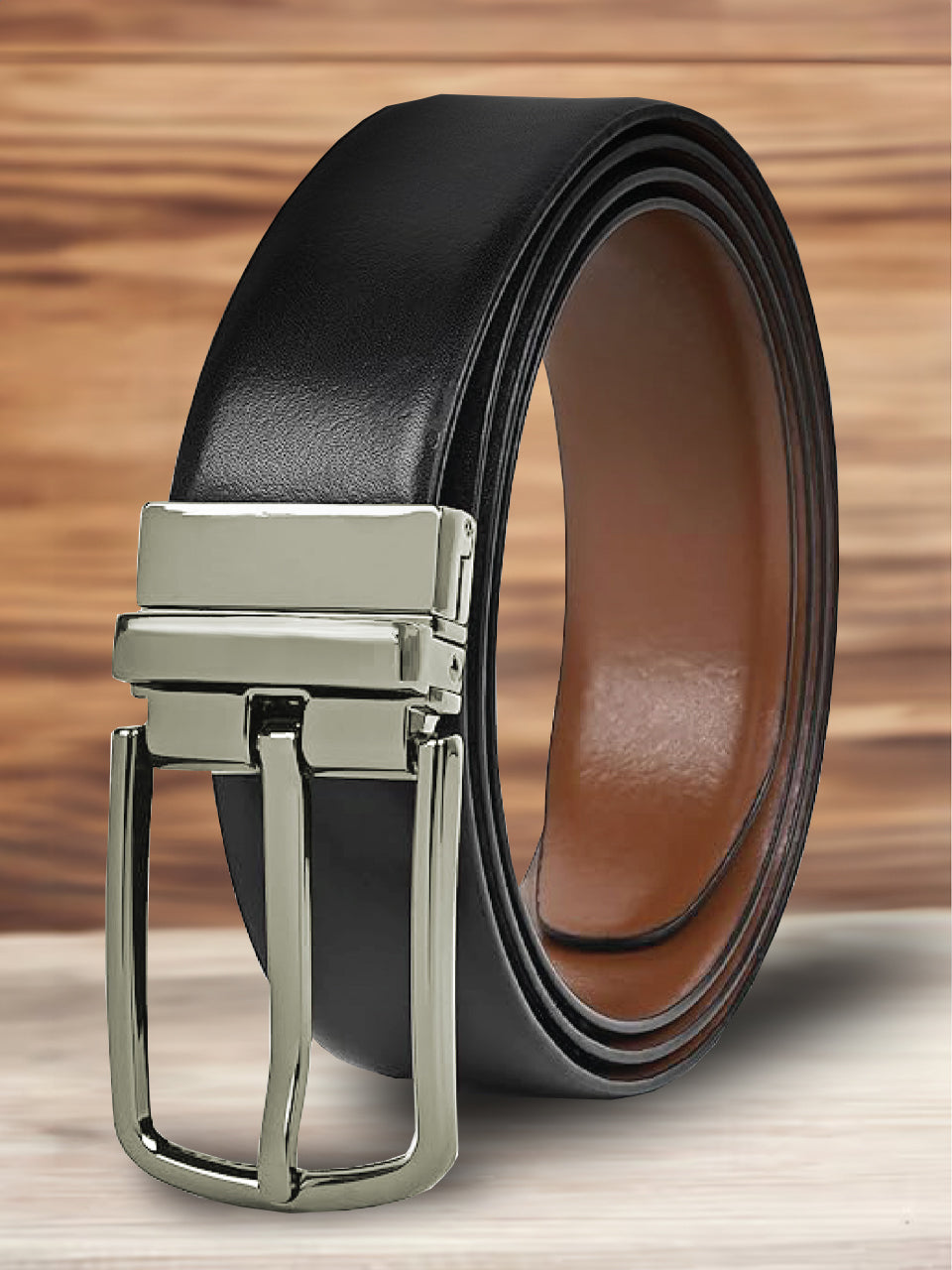 Men's DualTone Reversible genuine Leather Belt - Black & Brown