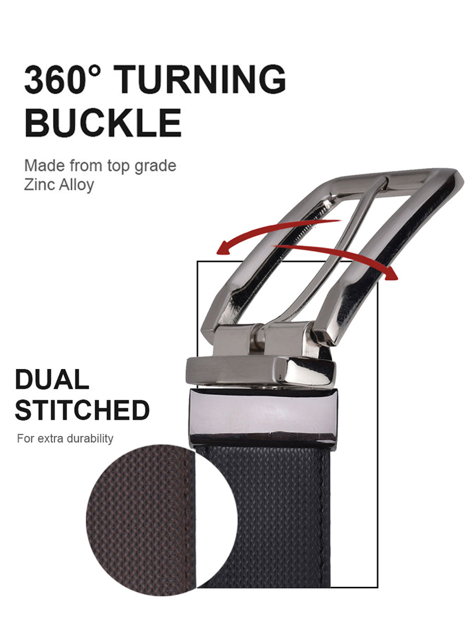 Men's DualTone Reversible genuine Leather Belt - Black & Brown