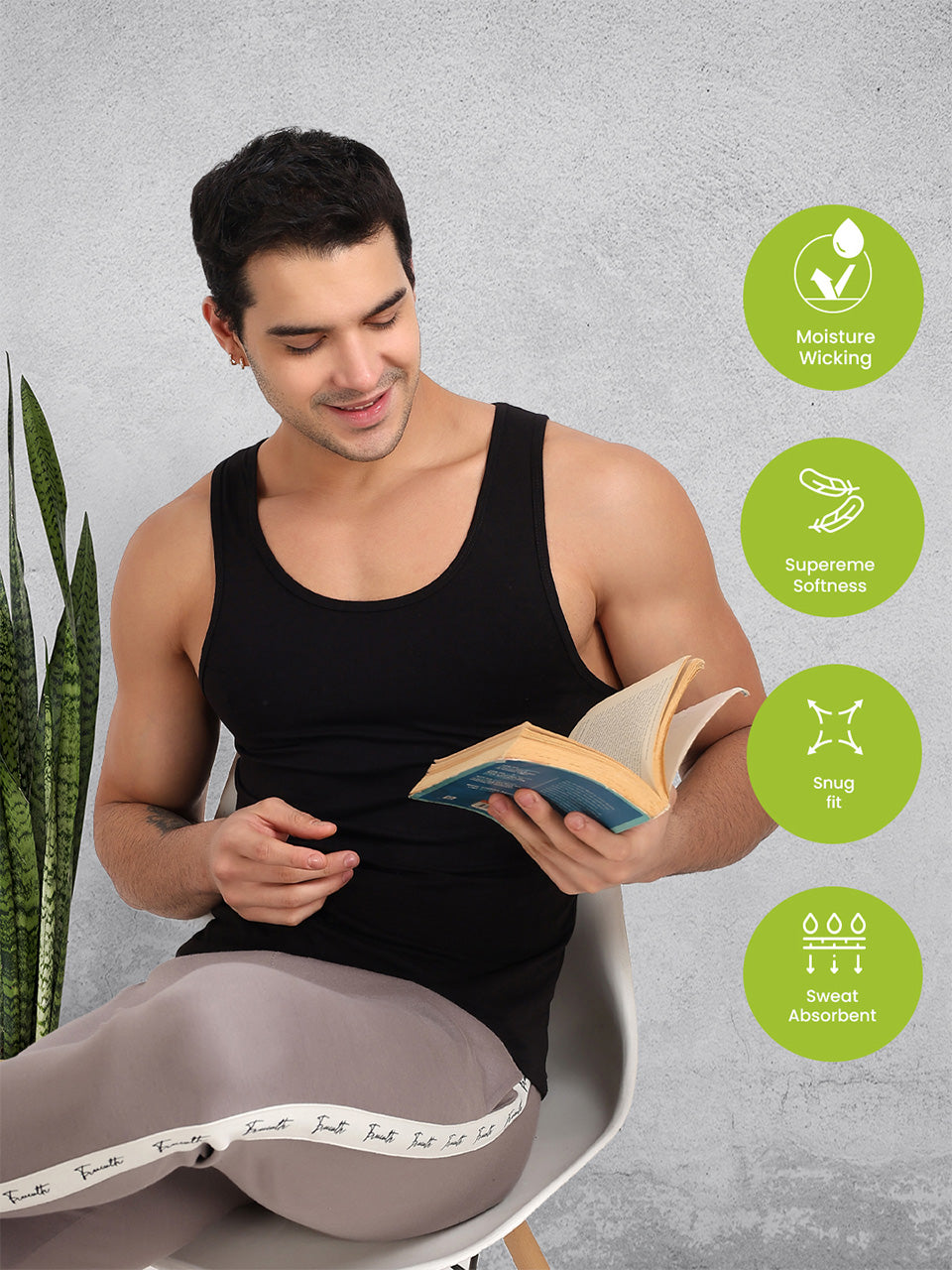 Regular Fit Organic Cotton Comfort Vest for Men (Pack of 2)