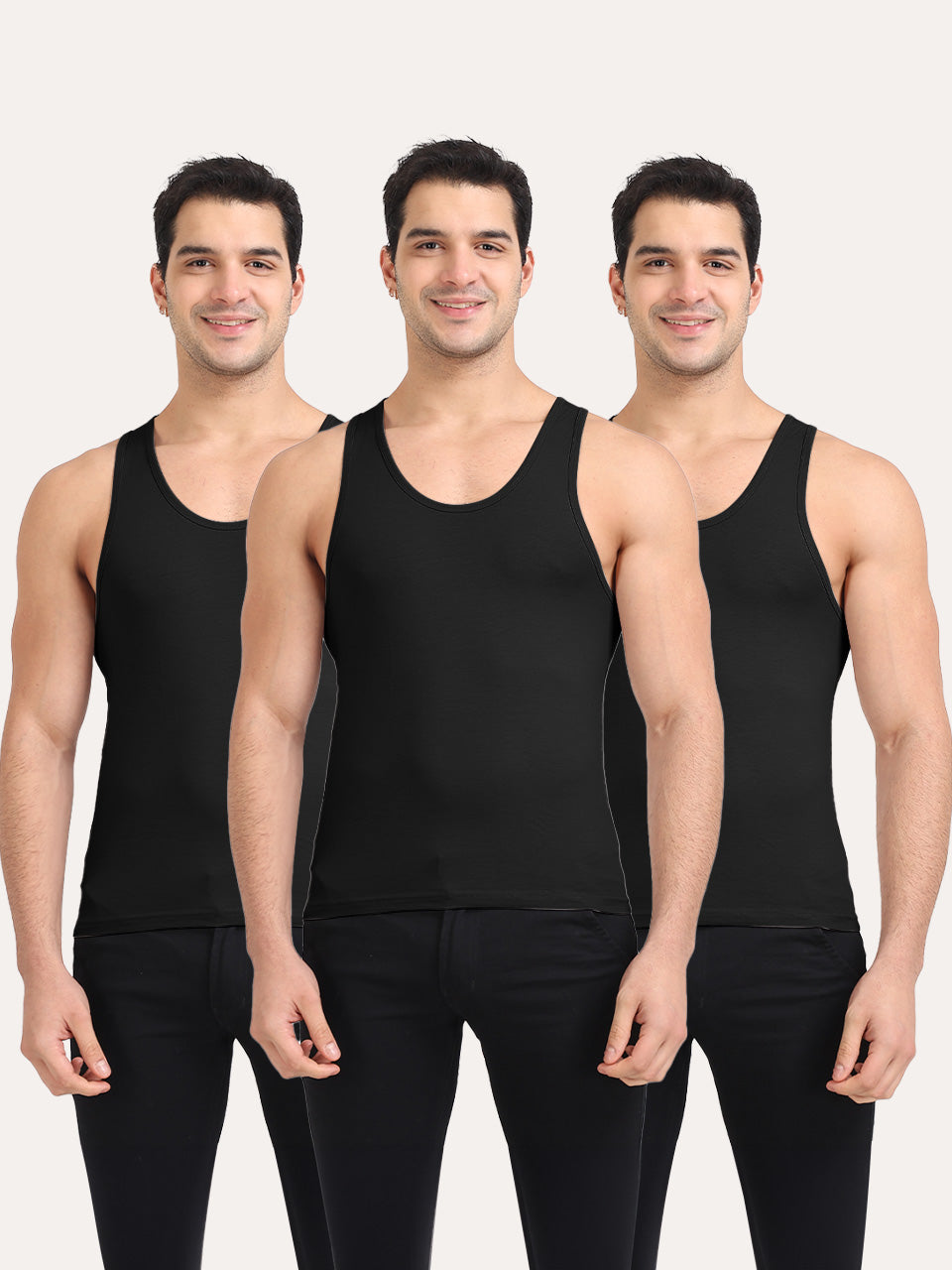 Regular Fit Organic Cotton Comfort Vest for Men-Pack of 3