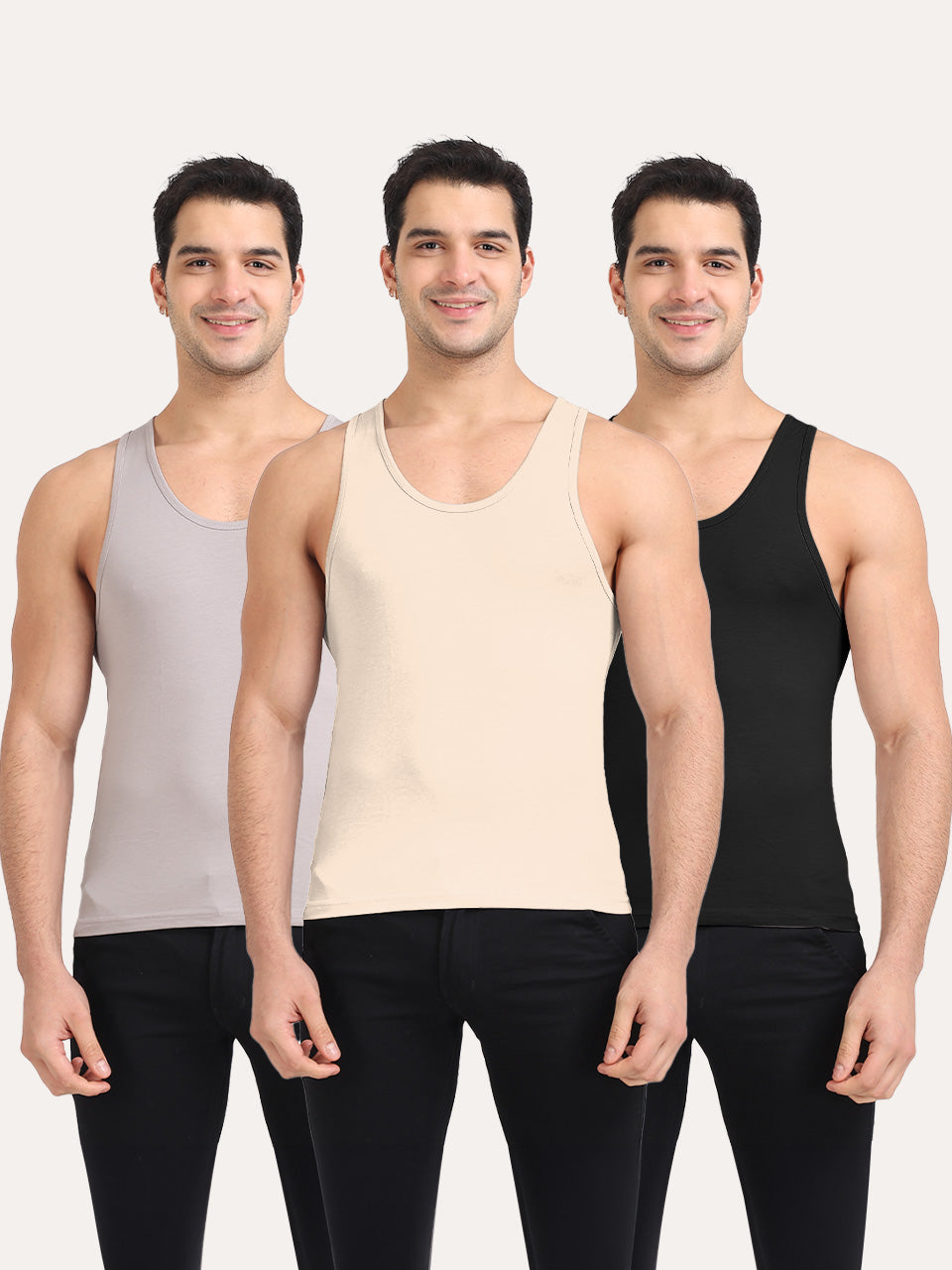 Regular Fit Organic Cotton Comfort Vest for Men-Pack of 3