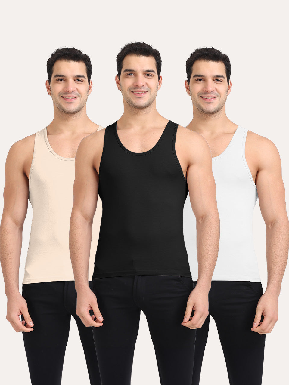 Regular Fit Organic Cotton Comfort Vest for Men-Pack of 3