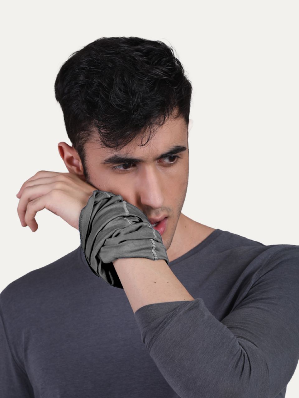 Unisex Iron Charcoal Bandana Masks - Printed (Pack Of 1)