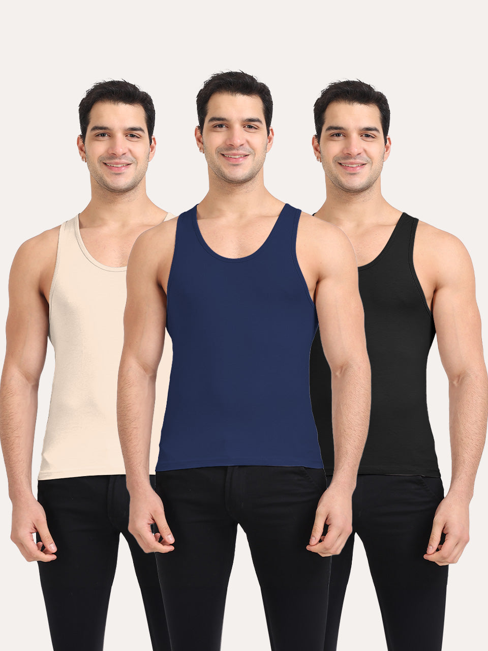 Regular Fit Organic Cotton Comfort Vest for Men-Pack of 3