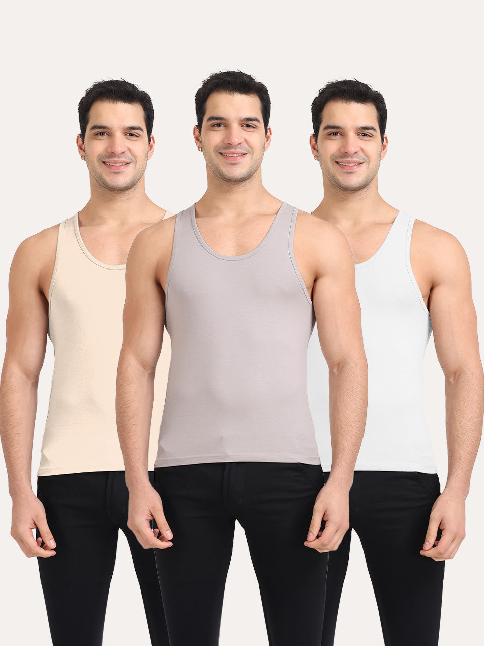 Regular Fit Organic Cotton Comfort Vest for Men-Pack of 3