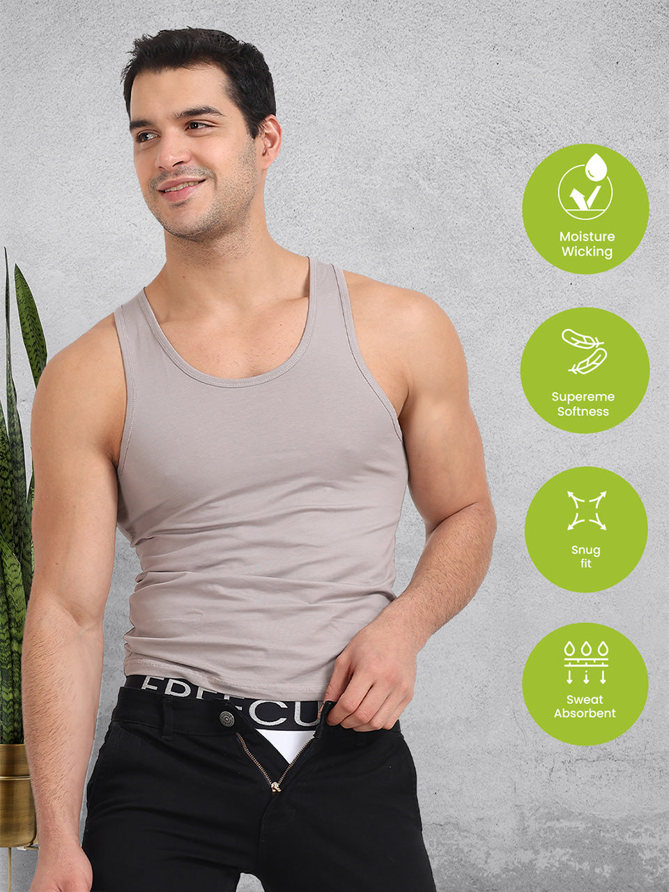 Regular Fit Organic Cotton Comfort Vest for Men-Pack of 3