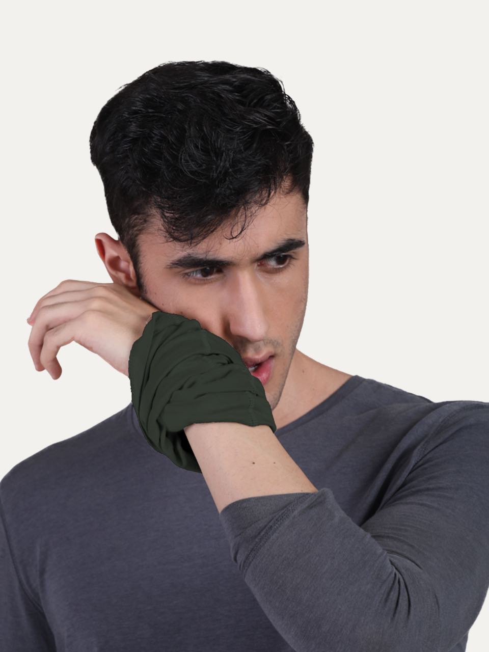 Unisex Black Forest Green Bandana Masks - Plain (Pack Of 1)