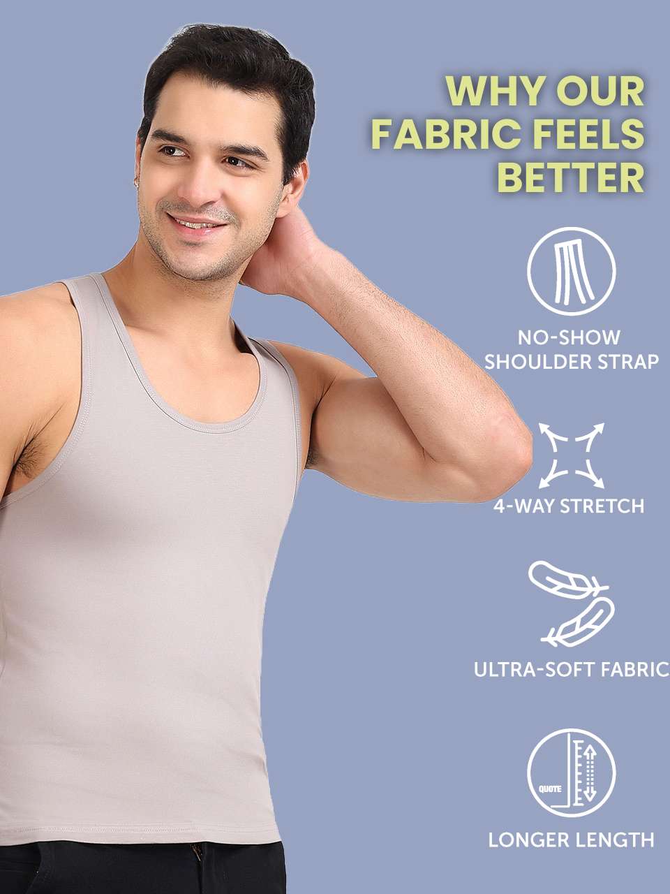 Regular Fit Organic Cotton Comfort Vest for Men-Pack of 1