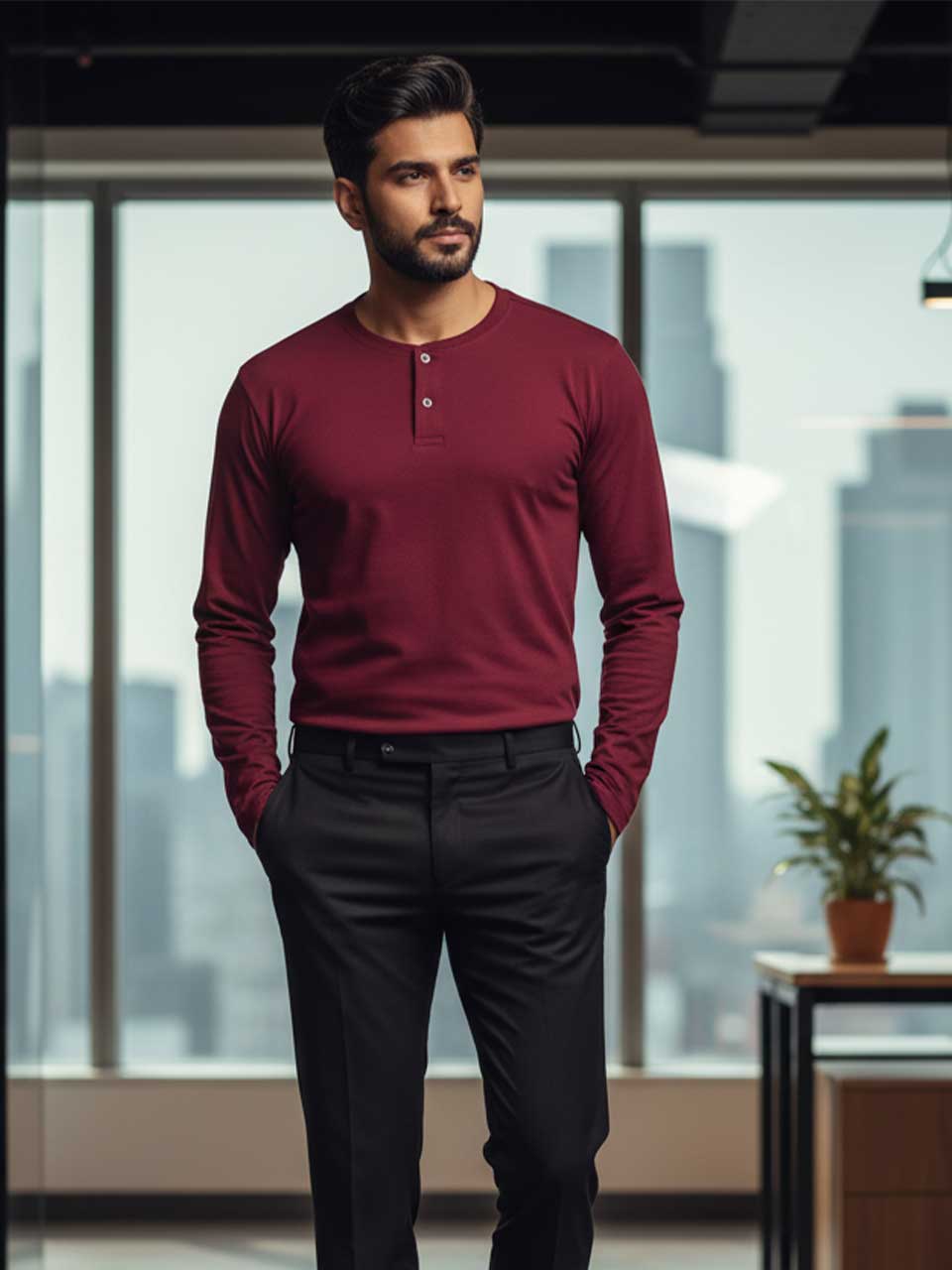 Men's Henley T-shirt Fullsleeve | Freecultr