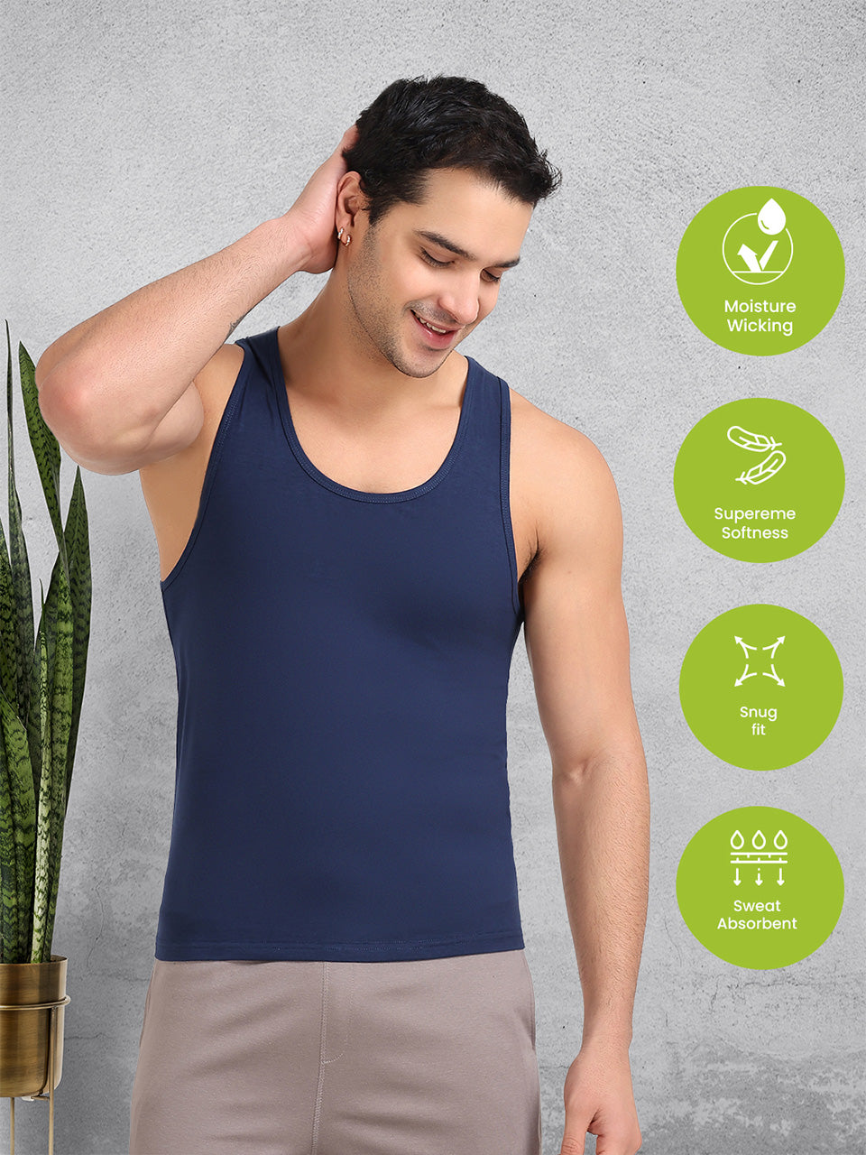 Regular Fit Organic Cotton Comfort Vest for Men (Pack of 2)