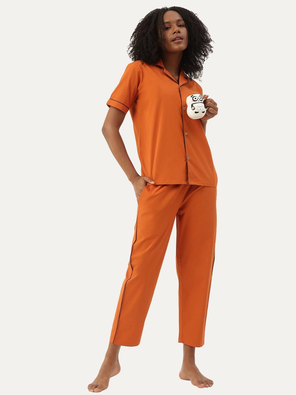 Women's Organic Cotton Solid Sleepsuit Set (Pack Of 1)