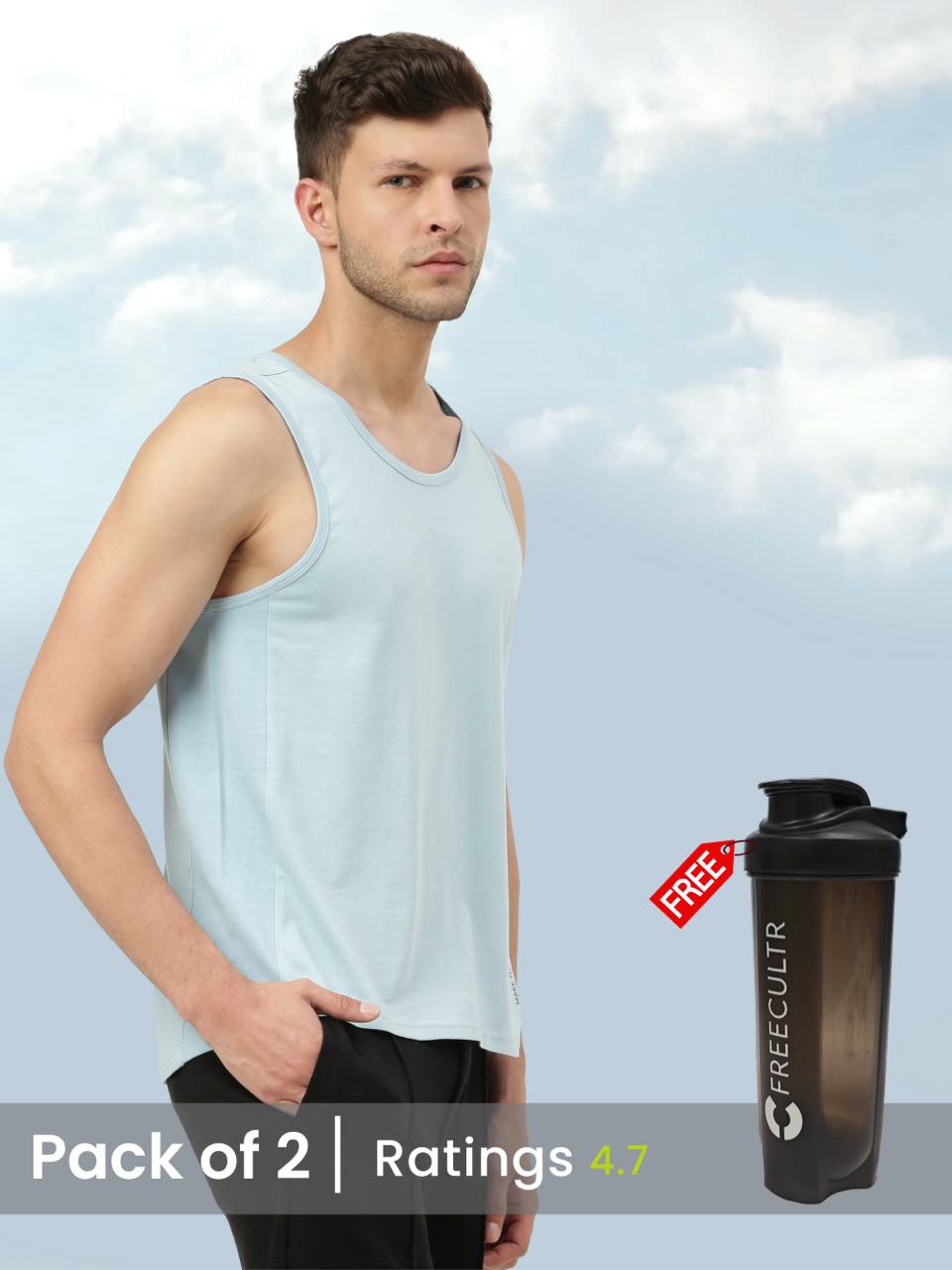 Twin Skin Organic Bamboo Vest - Active Fit (Pack of 2)