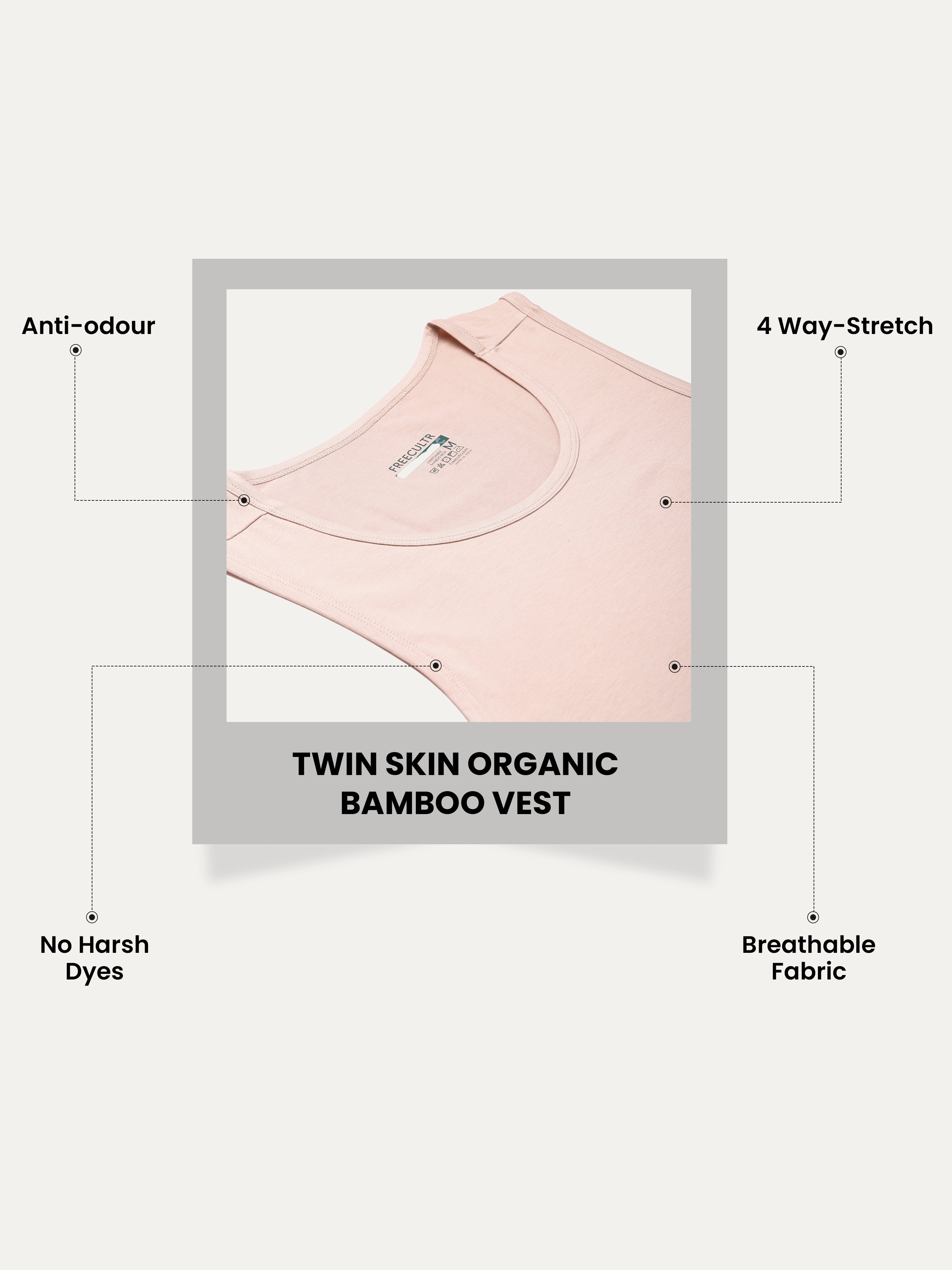 Twin Skin Organic Bamboo Vest - Comfort Fit (Pack of 3)