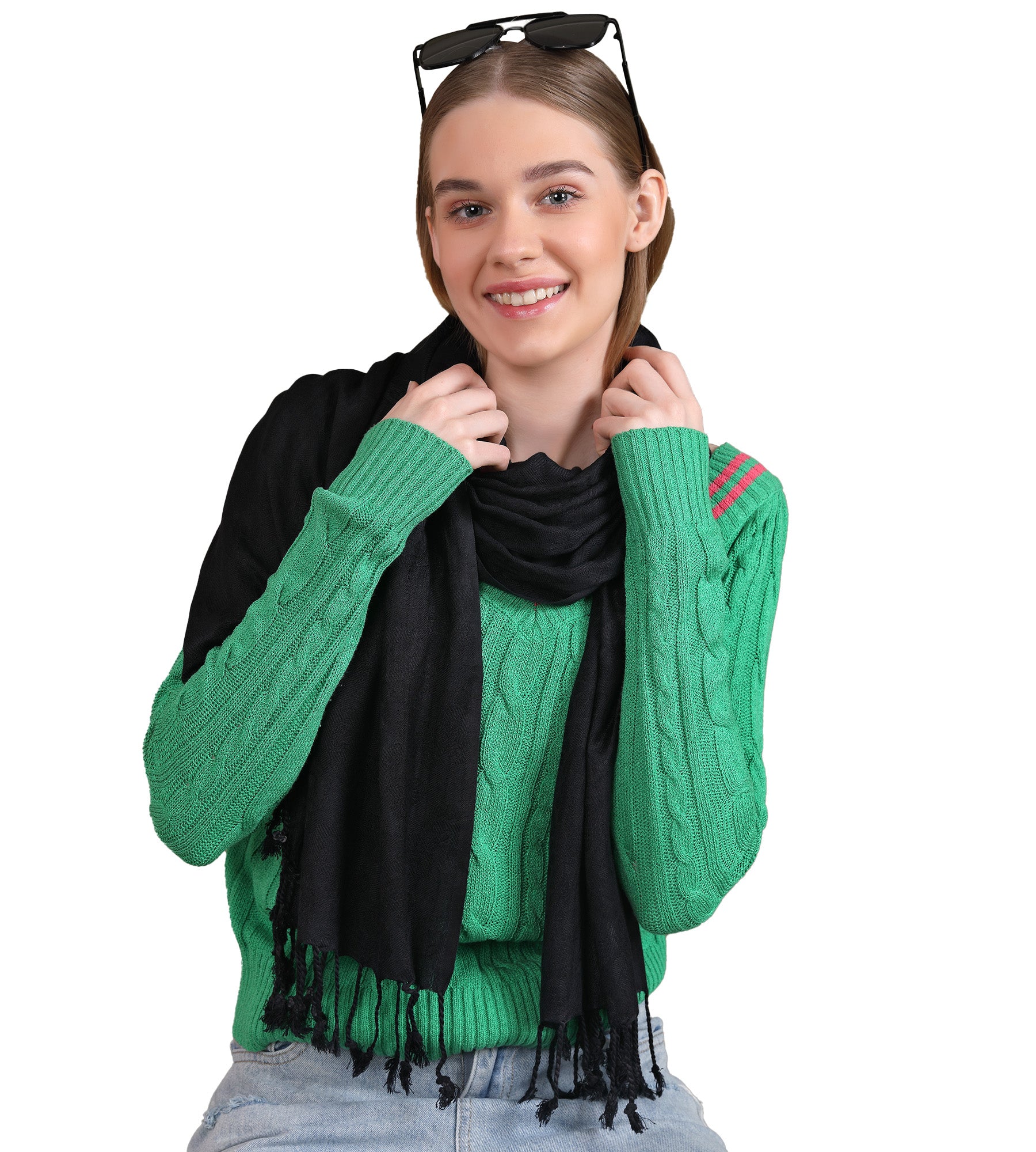 Black Pashmina Stole with Tassels