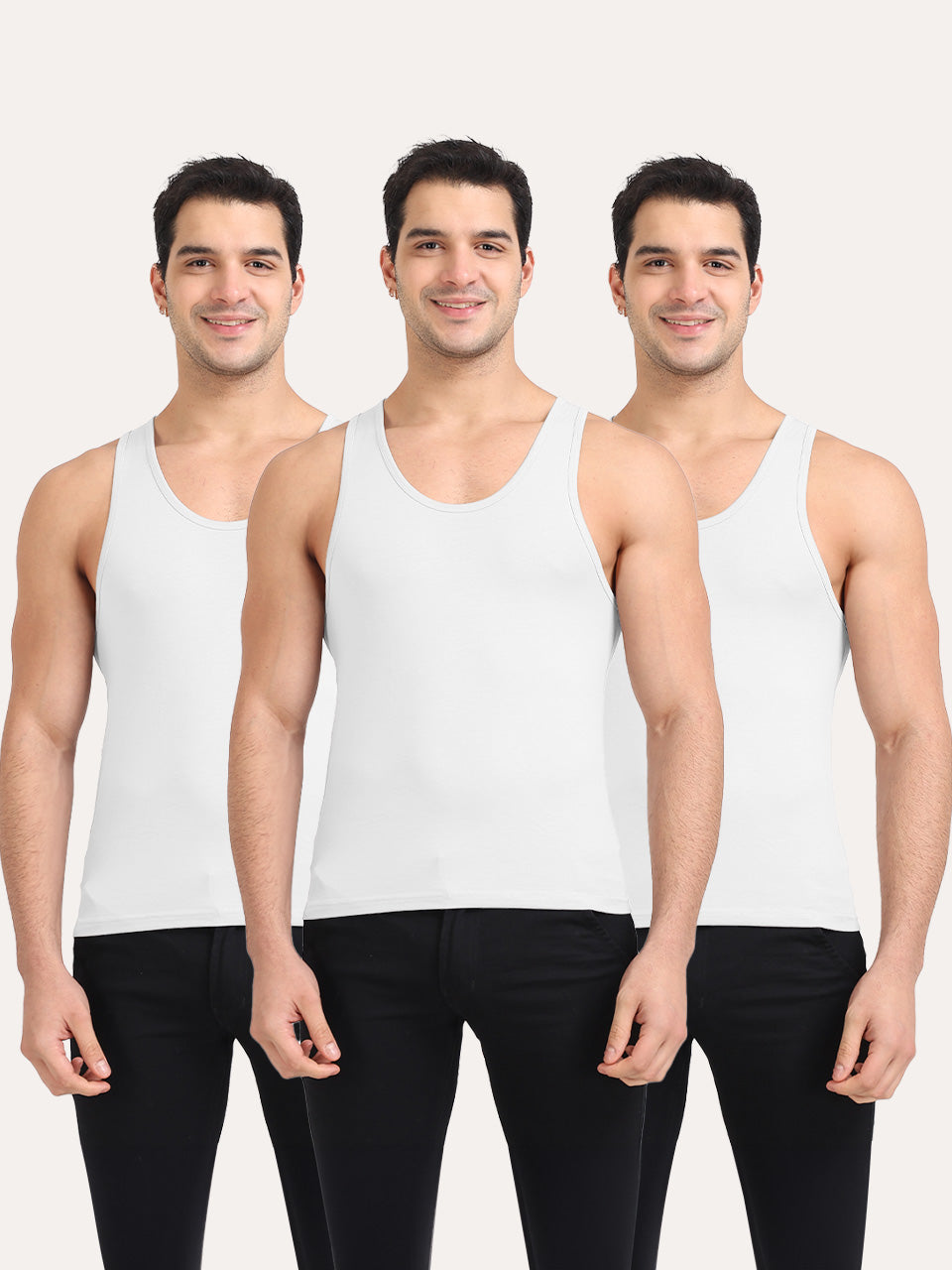 Regular Fit Organic Cotton Comfort Vest for Men-Pack of 3