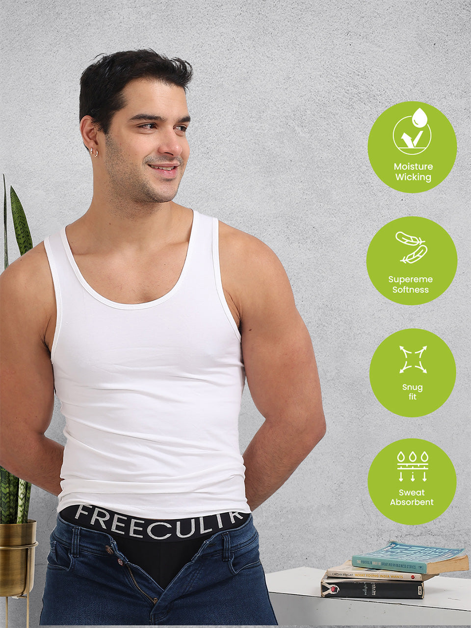 Regular Fit Organic Cotton Comfort Vest for Men-Pack of 3