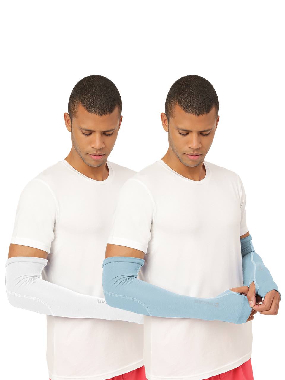 Unisex White Arm Sleeves (Pack of 2)