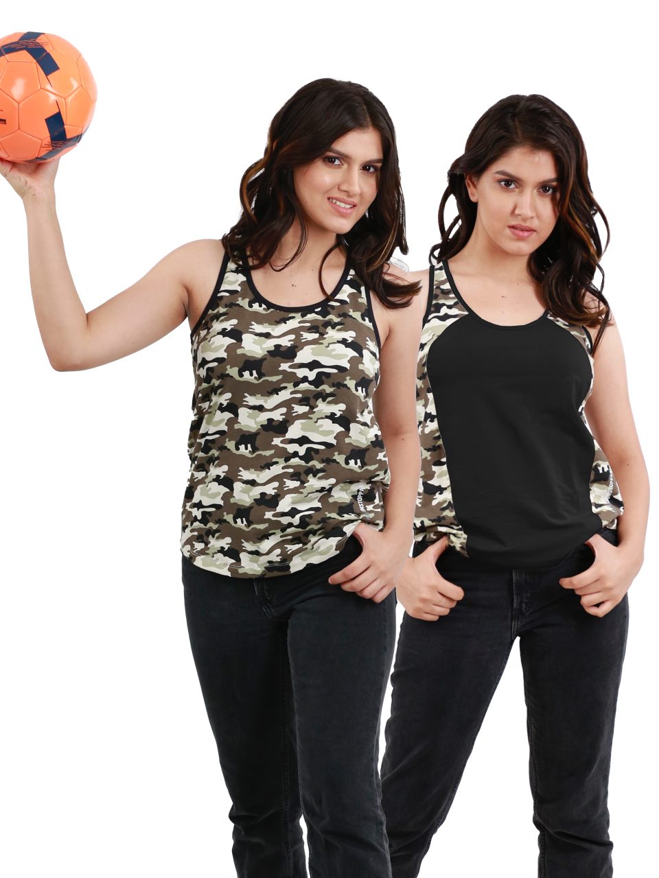 Camouflage Printed Bamboo Tank Top For Women (Pack of 2)