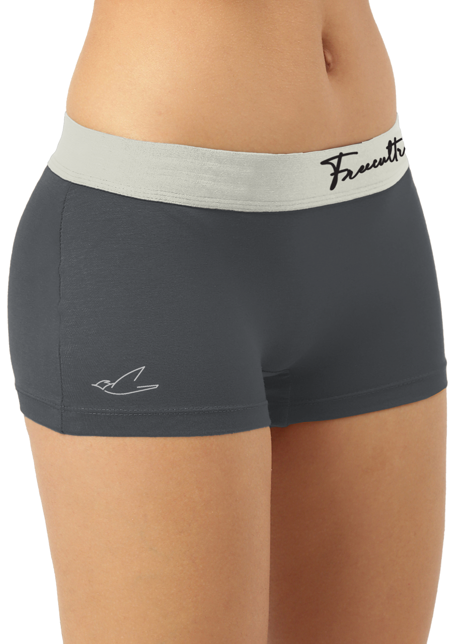 Ash Grey Women's Micro Modal Boy Shorts with Cult Waistband (Pack of 1)