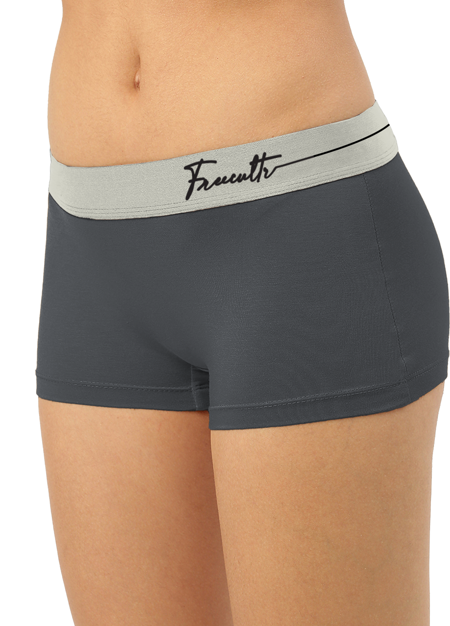 Ash Grey Women's Micro Modal Boy Shorts with Cult Waistband (Pack of 1)