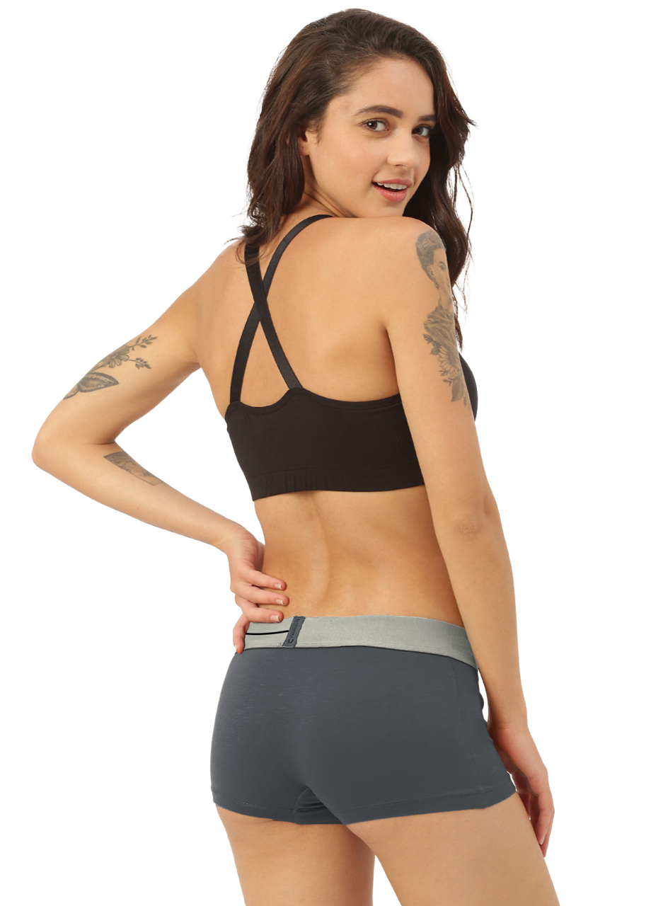 Ash Grey Women's Micro Modal Boy Shorts with Cult Waistband (Pack of 1)
