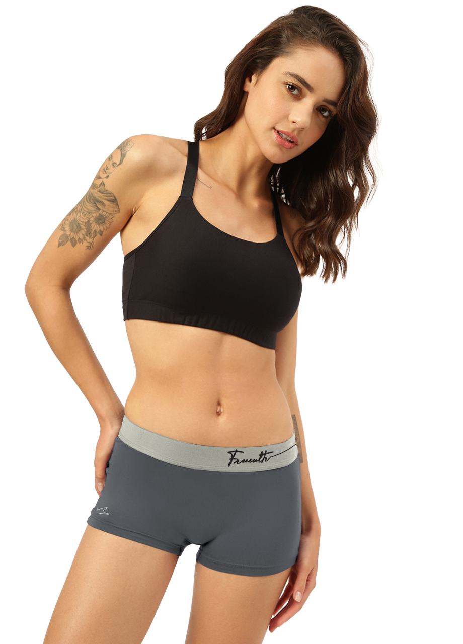 Ash Grey Women's Micro Modal Boy Shorts with Cult Waistband (Pack of 1)