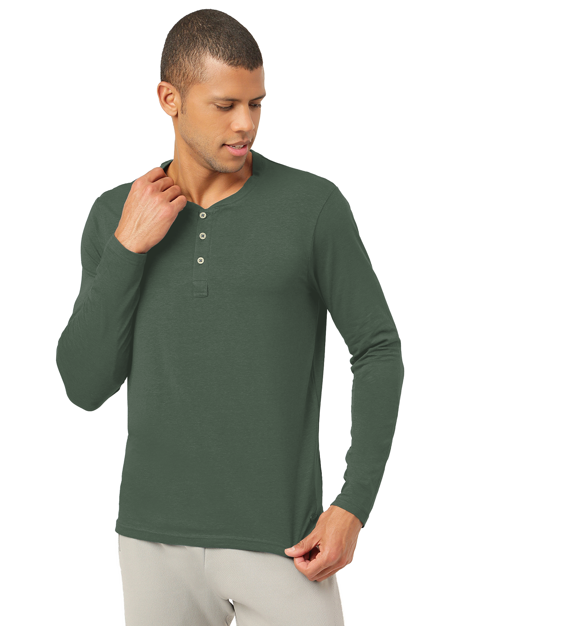 Black Forest Green Henley 2.0 - Full Sleeves (Pack Of 1)