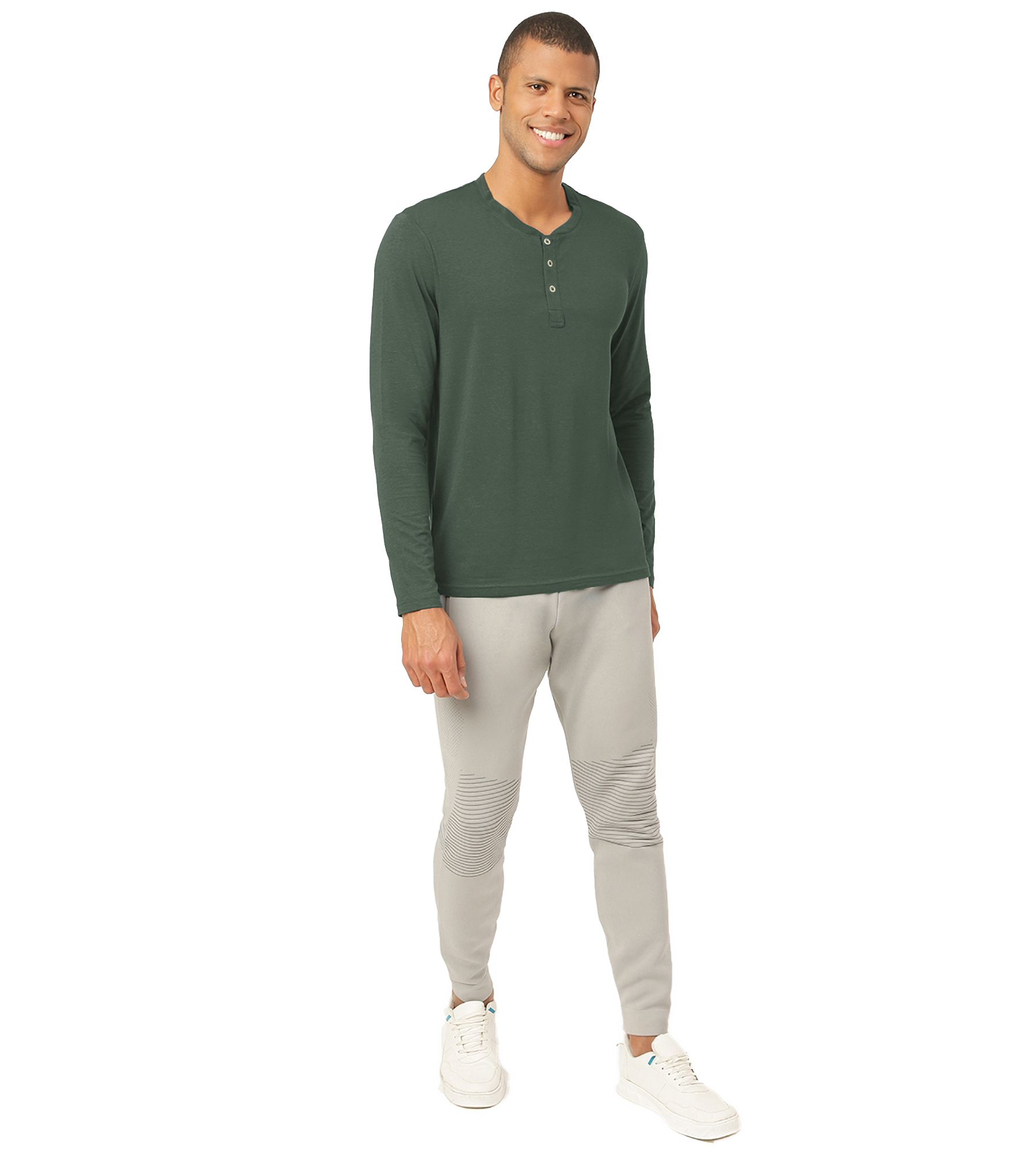 Black Forest Green Henley 2.0 - Full Sleeves (Pack Of 1)