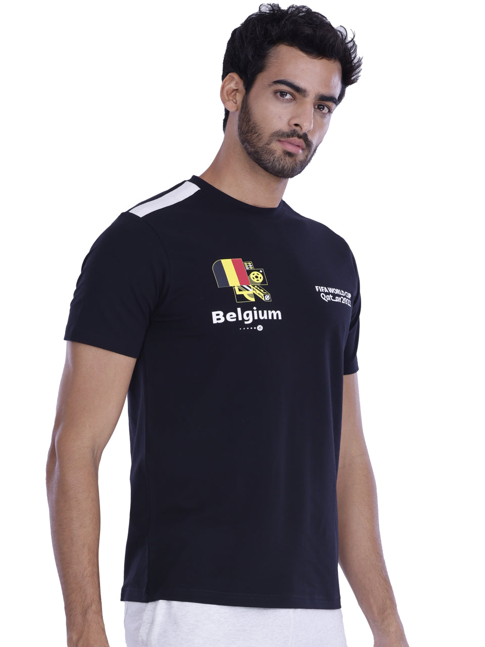 Black Belgium Print BCI Stretch Cotton T-Shirt