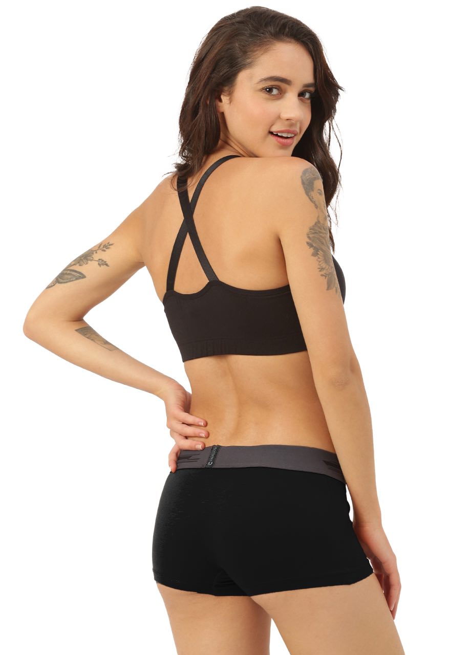 Pot Black Women's Micro Modal Boy Shorts (Pack of 1)