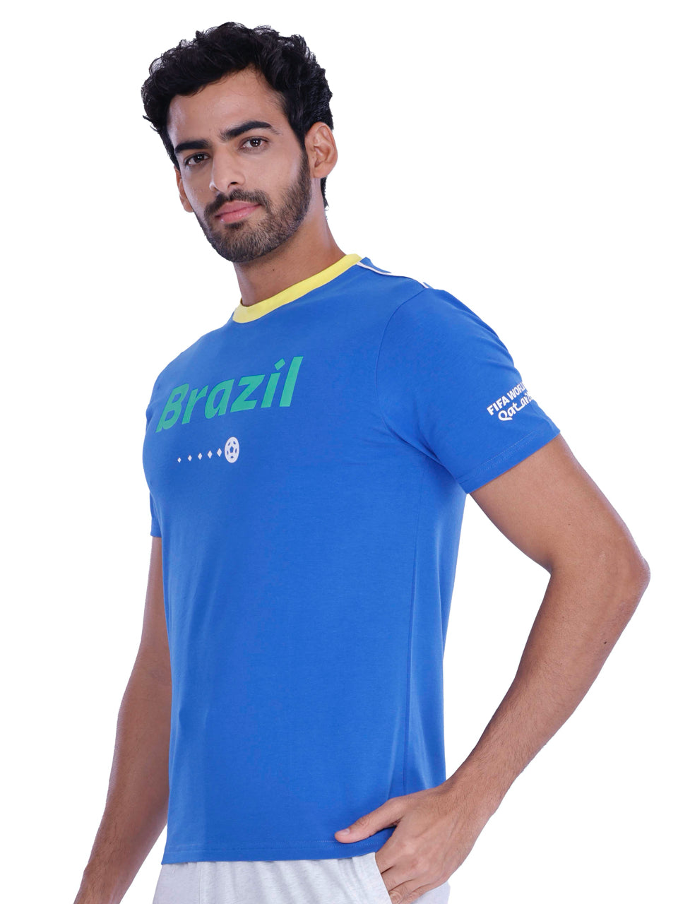 Blue Brazil Print BCI Stretch Cotton T-Shirt