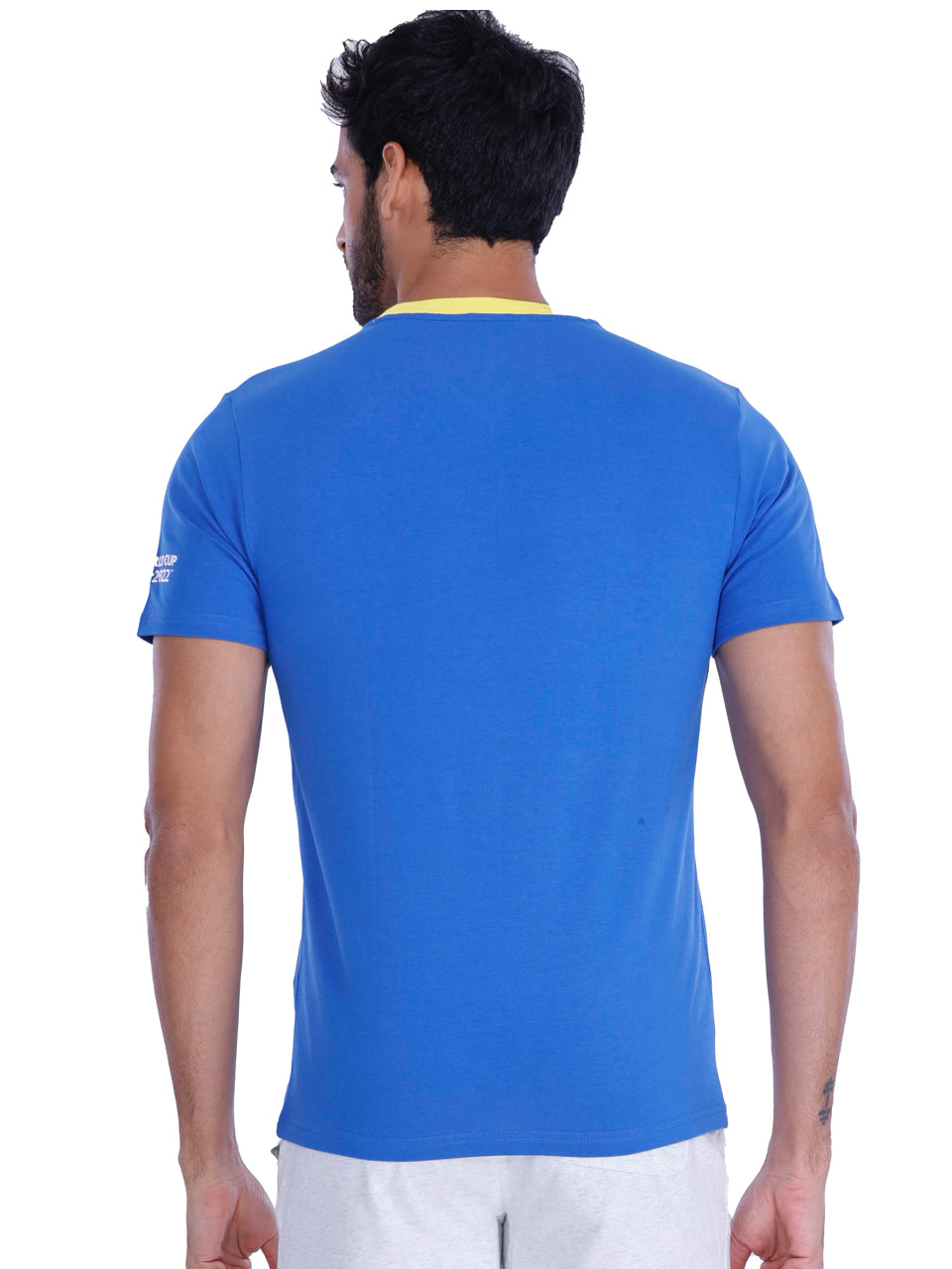 Blue Brazil Print BCI Stretch Cotton T-Shirt