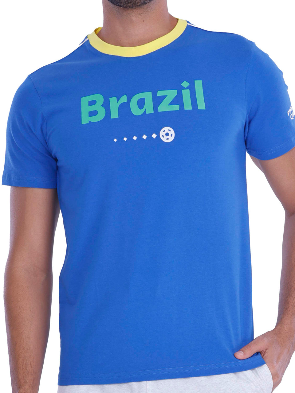 Blue Brazil Print BCI Stretch Cotton T-Shirt