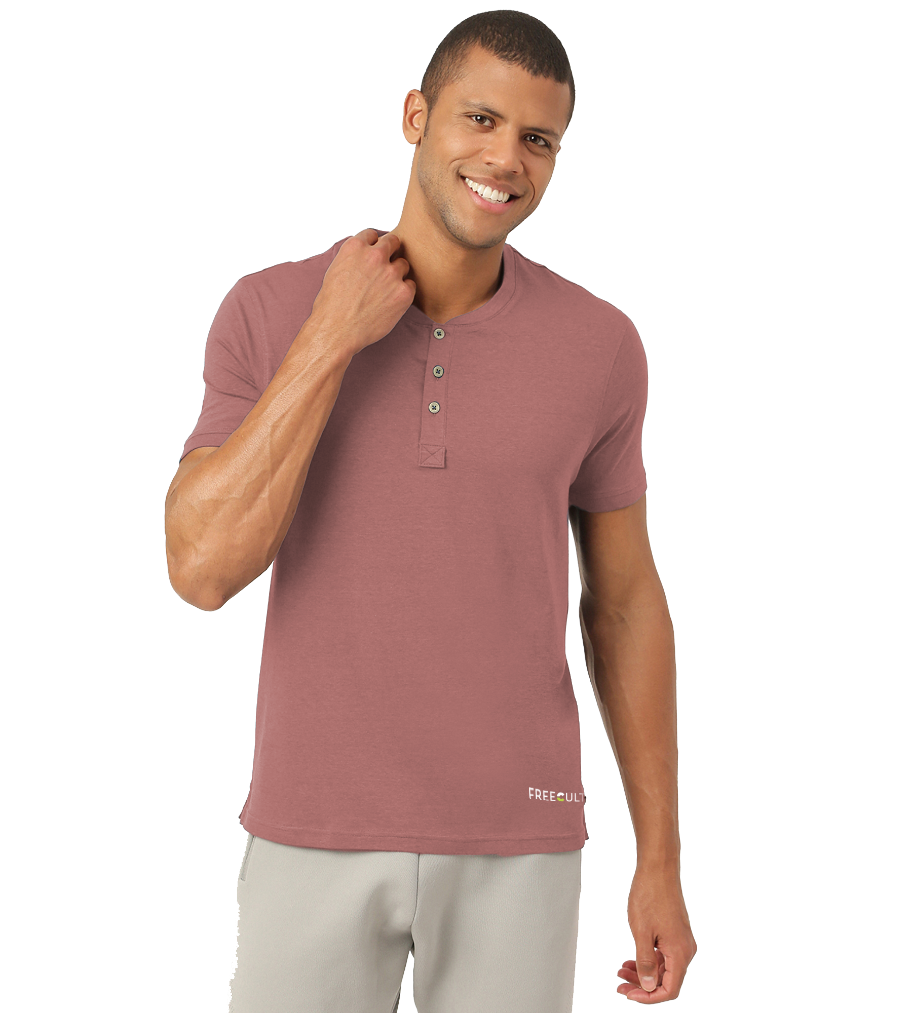 Cuban Peach Henley 2.0 - Half Sleeves (Pack Of 1)