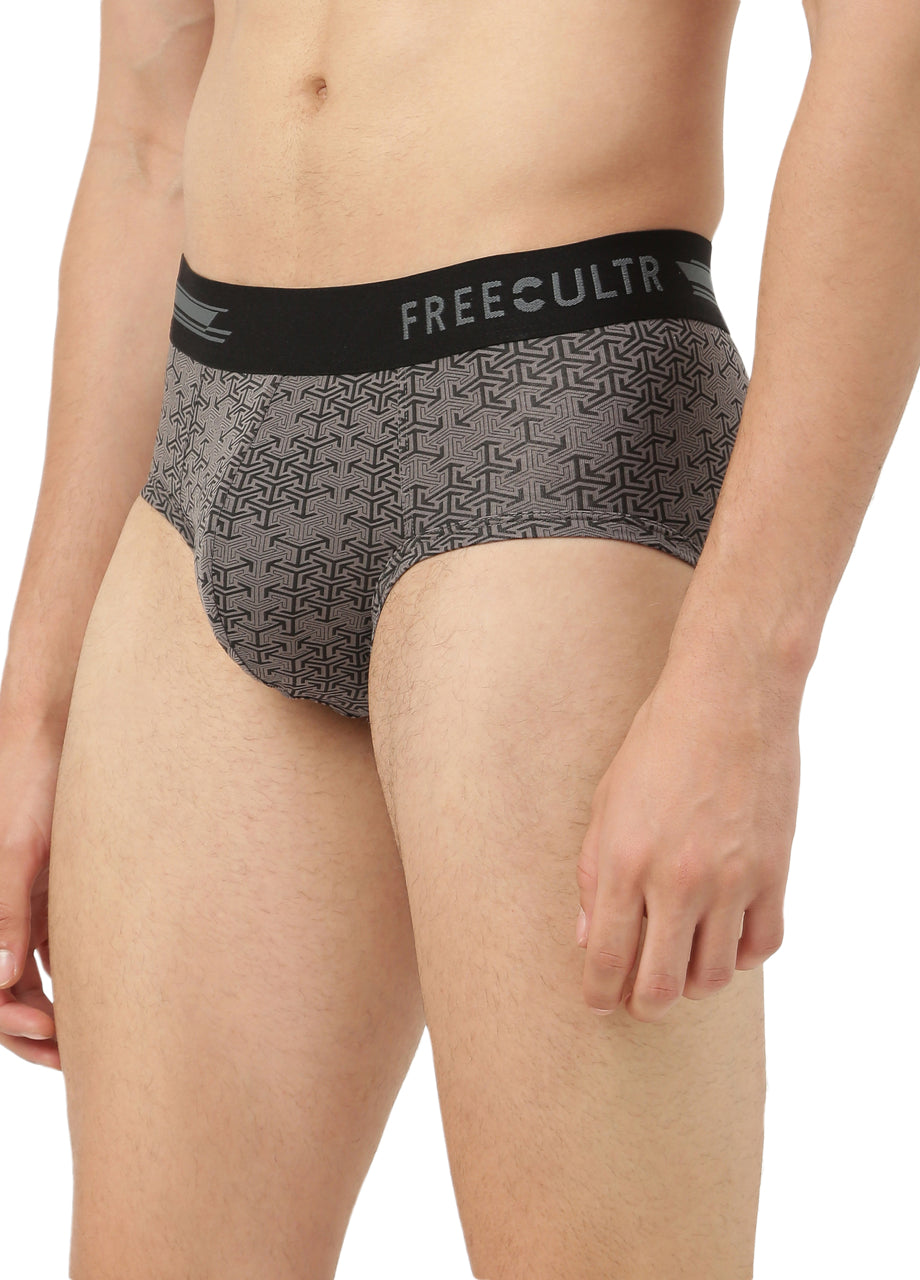 Men's Anti-Bacterial Printed Micro Modal Brief (Pack of 3)