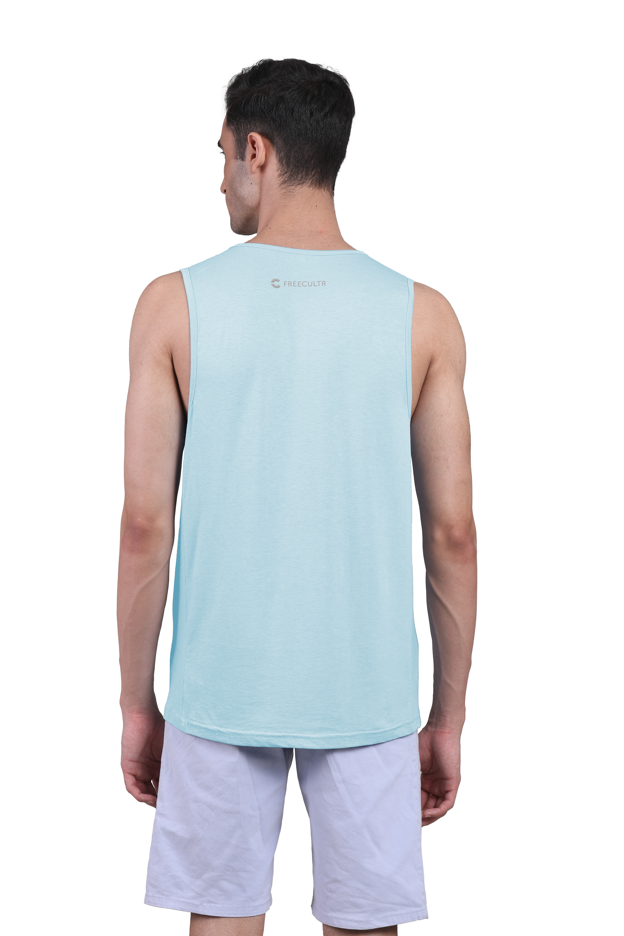 Chalk Blue Twin Skin Organic Bamboo Vest - Active Fit (Pack Of 1)