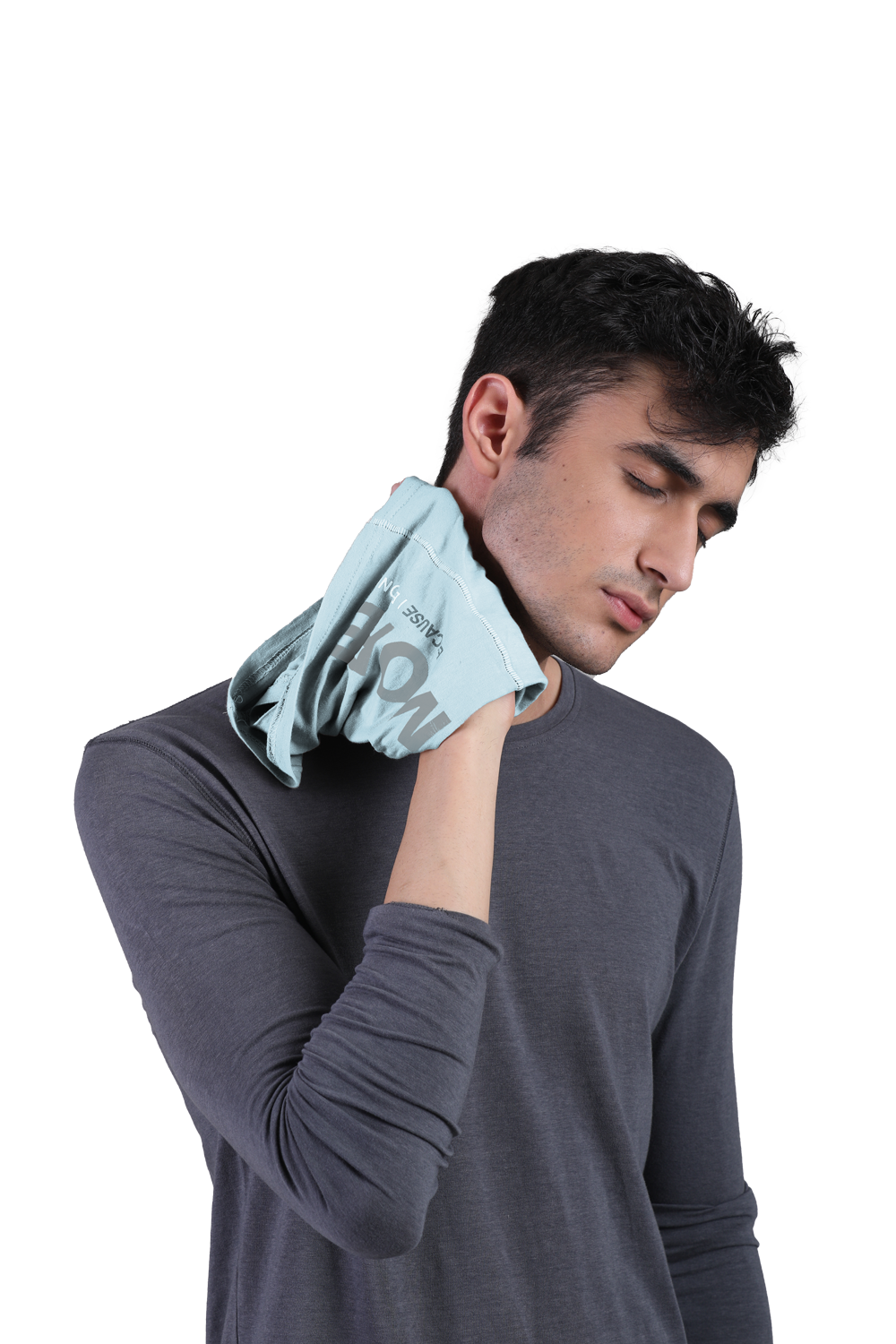 Unisex Chalk Blue Organic Bandana Masks - Printed (Pack Of 1)