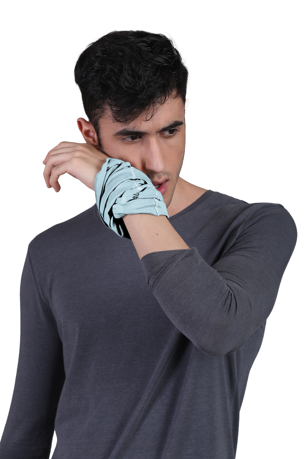 Unisex Chalk Blue Organic Bandana Masks - Printed (Pack Of 1)
