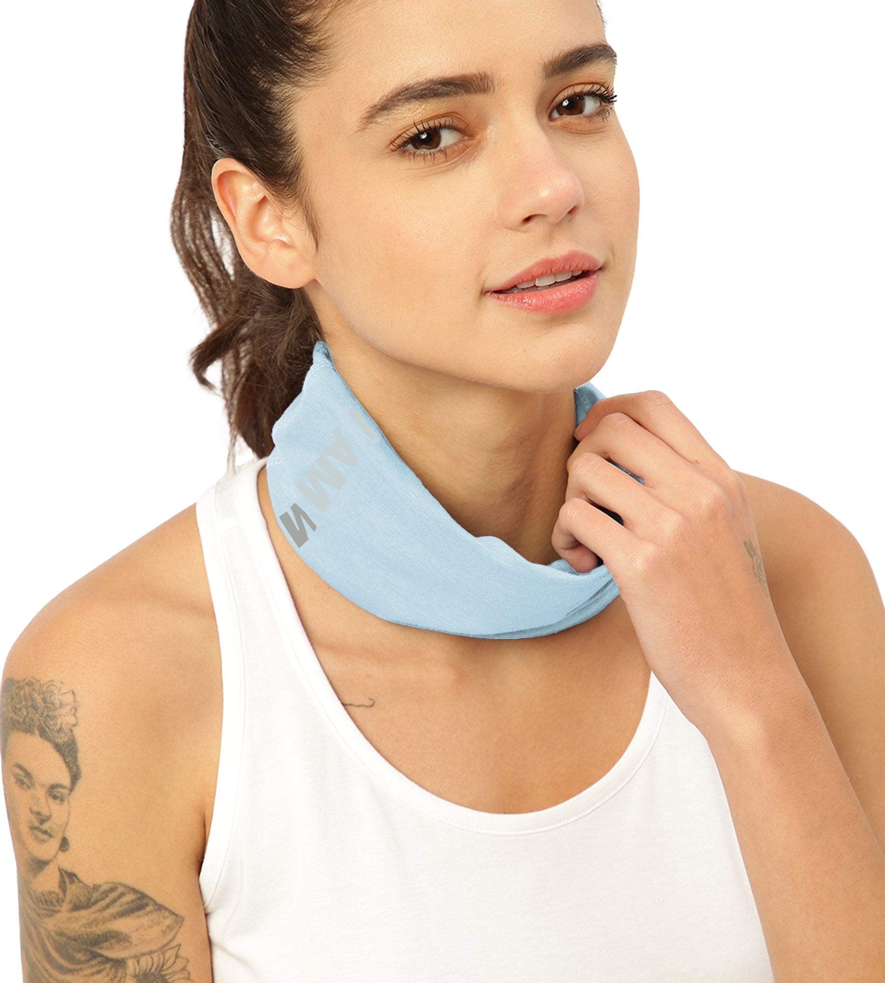 Unisex Chalk Blue Organic Bandana Masks - Printed (Pack Of 1)