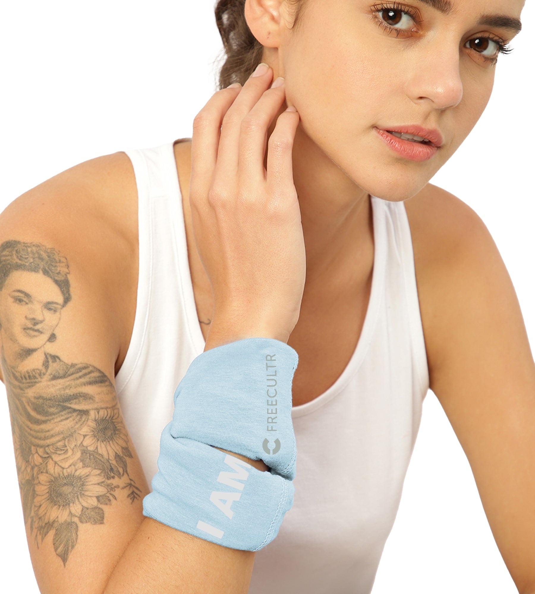 Unisex Chalk Blue Organic Bandana Masks - Printed (Pack Of 1)