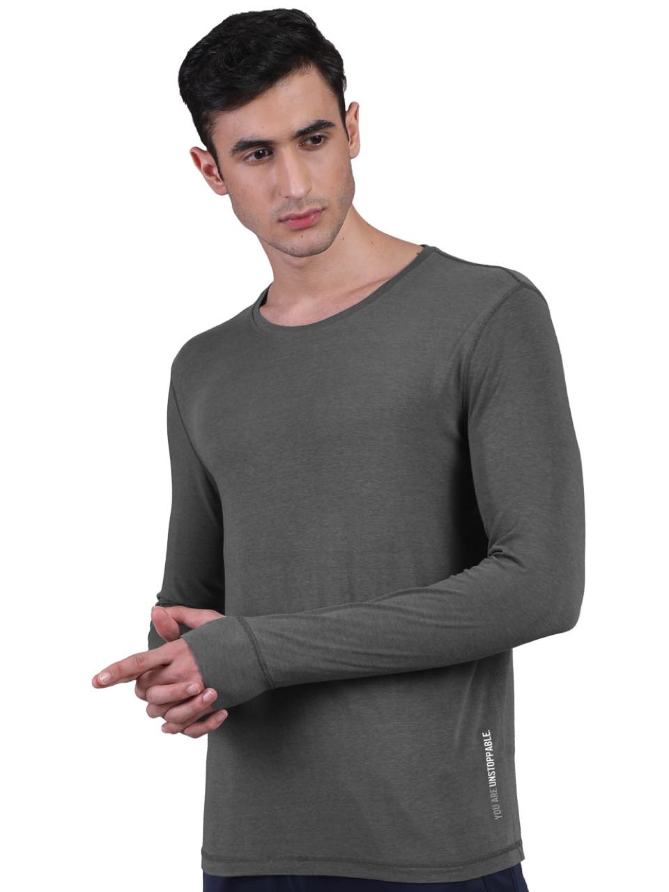 Iron Charcoal Men's Organic Bamboo Skins (Full Sleeves-Undershirt, Loungewear, Sleepwear) - Pack Of 1
