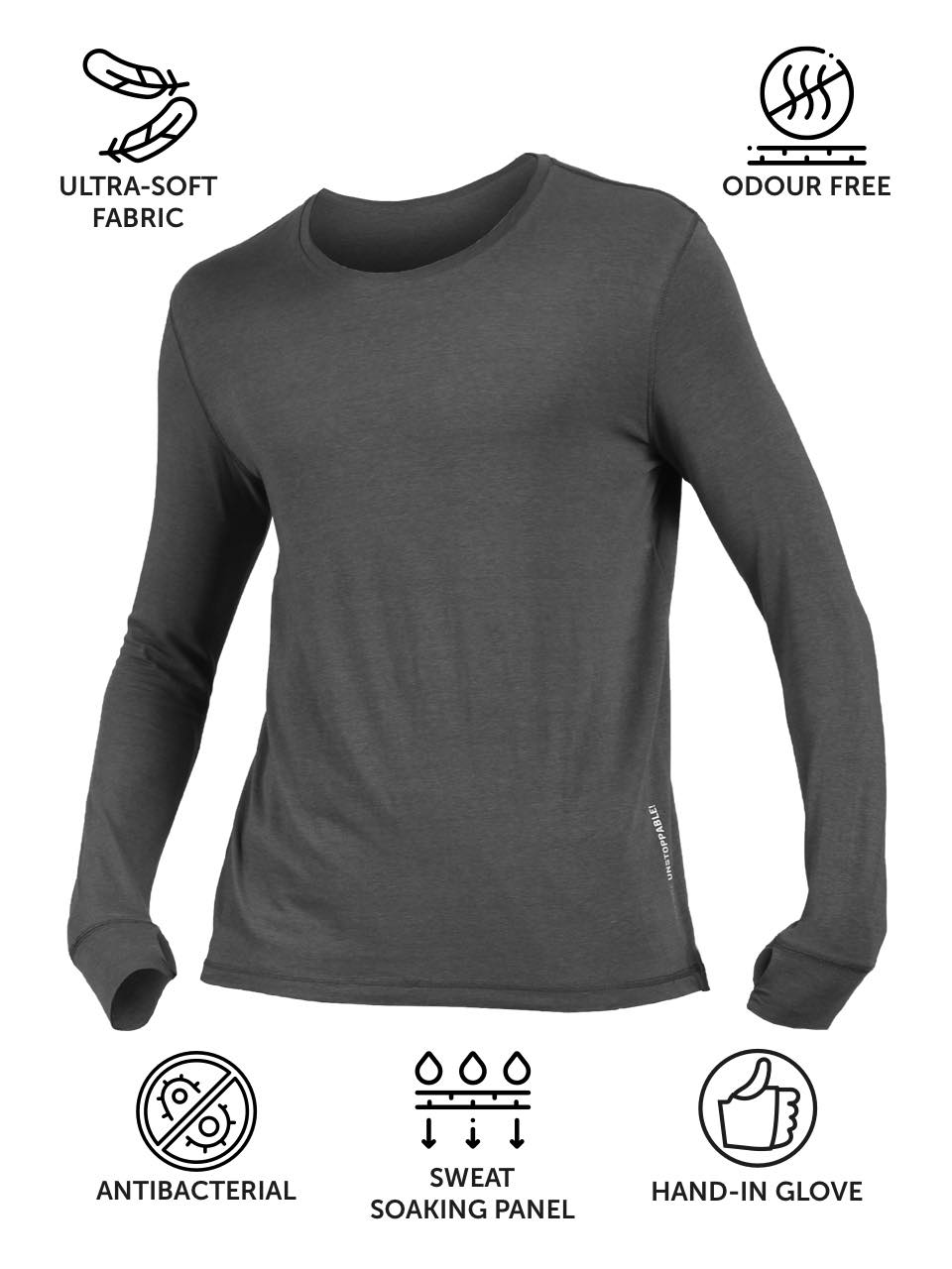 Iron Charcoal Men's Organic Bamboo Skins (Full Sleeves-Undershirt, Loungewear, Sleepwear) - Pack Of 1