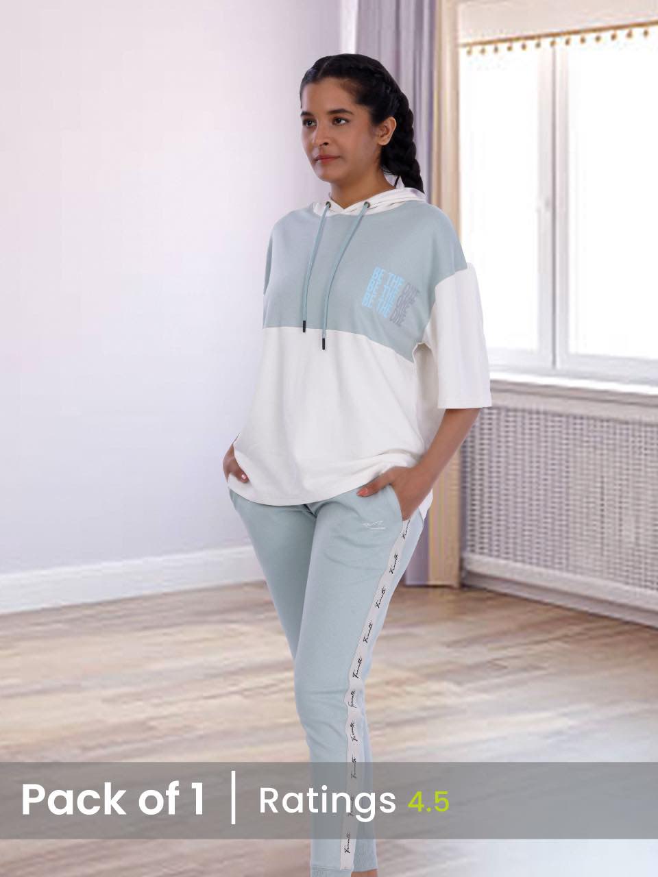 Women Blue White Modal Co-ord Set
